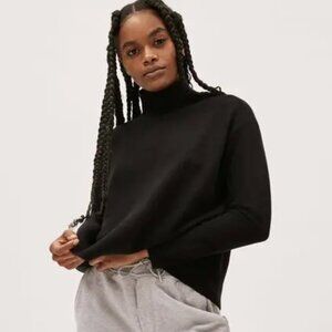 Everlane | The Cashmere Square Turtleneck Sweater | Black | S